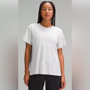 LULULEMON CLEAN WHITE ALL YOURS TEE SHIRT LOVE 6 EUC